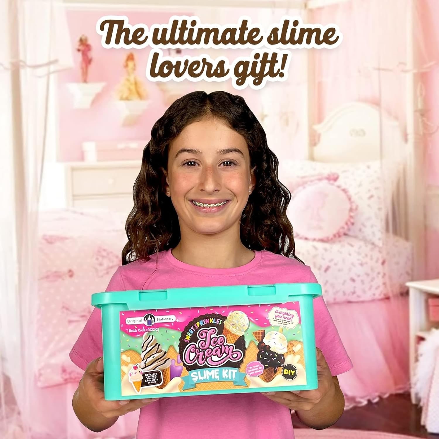 Original Stationery Sweet Sprinkles Ice Cream Slime Kit for Girls Ages 7-12, DIY Slime Set to Create Sundaes, Donuts & Cupcake Slimes, Fun Creative Craft Toy, Birthday Gift for Kids