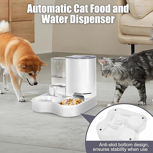 Miniatura 5 de Alimentador para mascotas 2 en 1 y dispensador de agua, dispensador automático de alimentos y agua para gatos, alimentador de gravedad para perros
