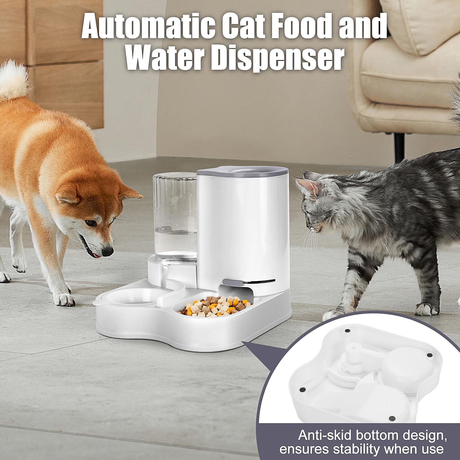 Distributeur d'eau et d'alimentation 2 en 1 pour animaux de compagnie, distributeur automatique de nourriture et d'eau pour chat, animal domestique de petite et moyenne taille
