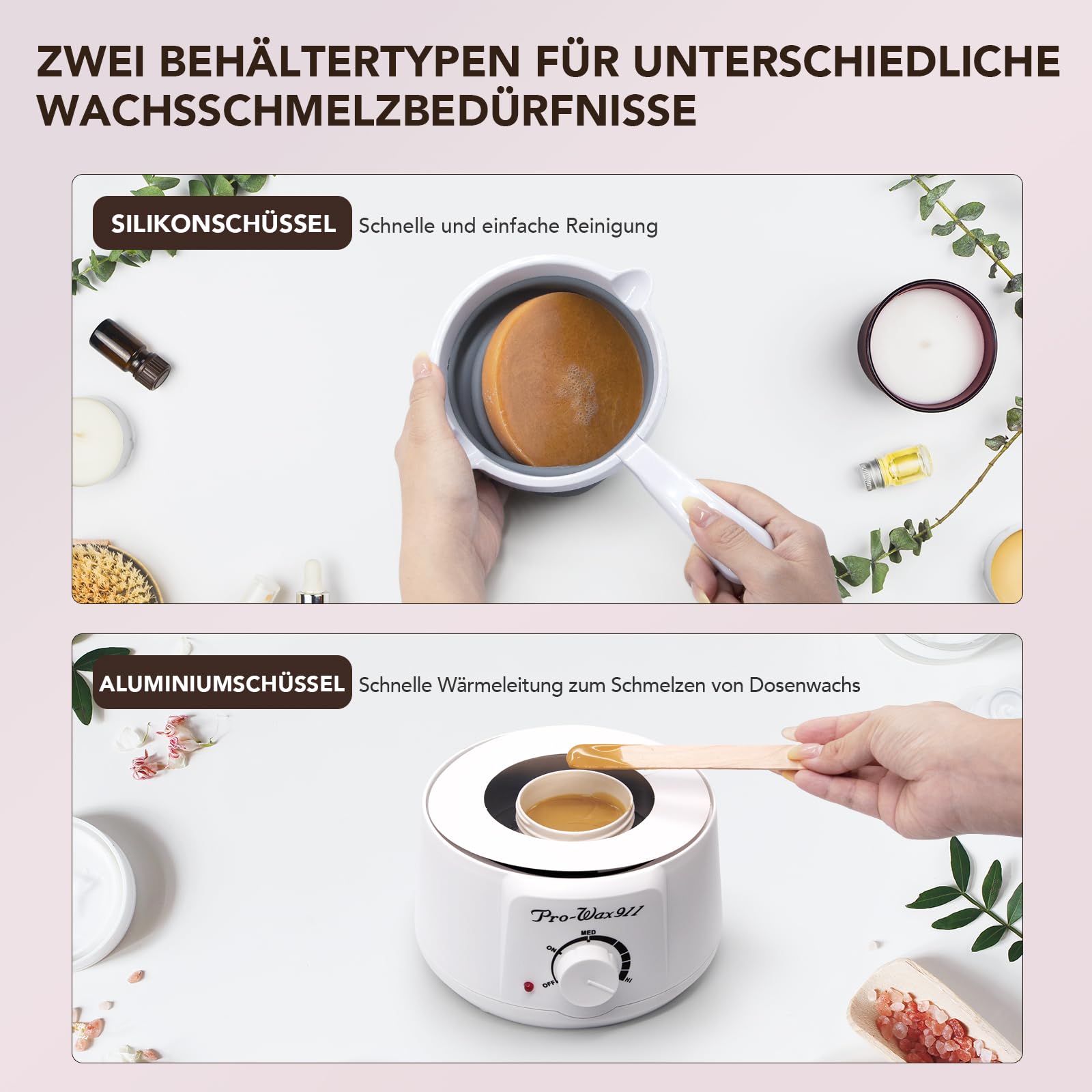 Waxing set, Professionell Wachswärmer Wachs Haarentfernung mit 500g Wax Warmer mit Wachsperlen, Waxing Maschine Set, Wax Maschine für Wachs Haarentfernung Perlen