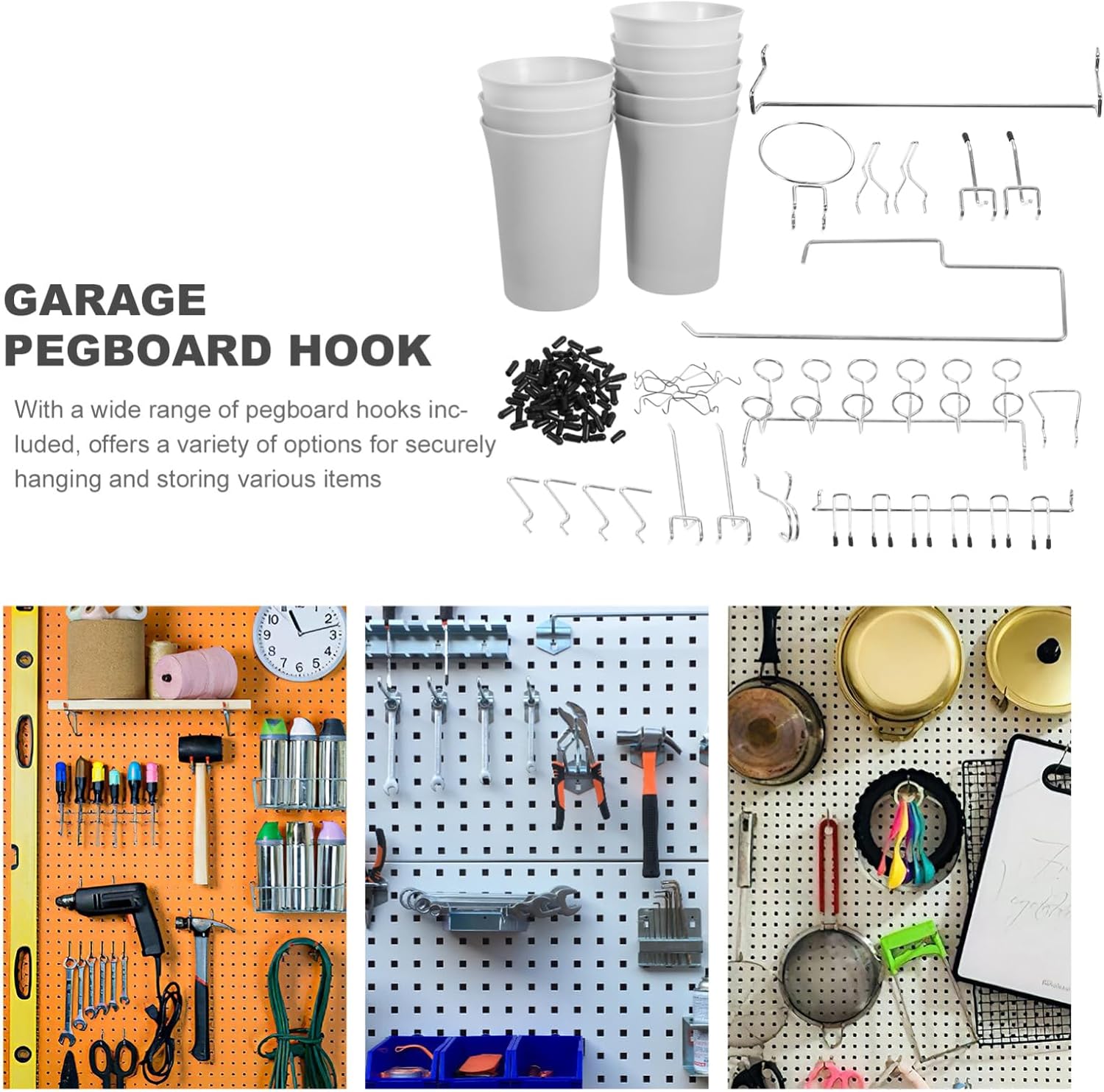 1set Heavy Duty Pegboard Hooks Set Organizer Kit for Garage Workshop Craft Kitchen Versatile Tool Storage Sturdy Design for Easy Access and Display