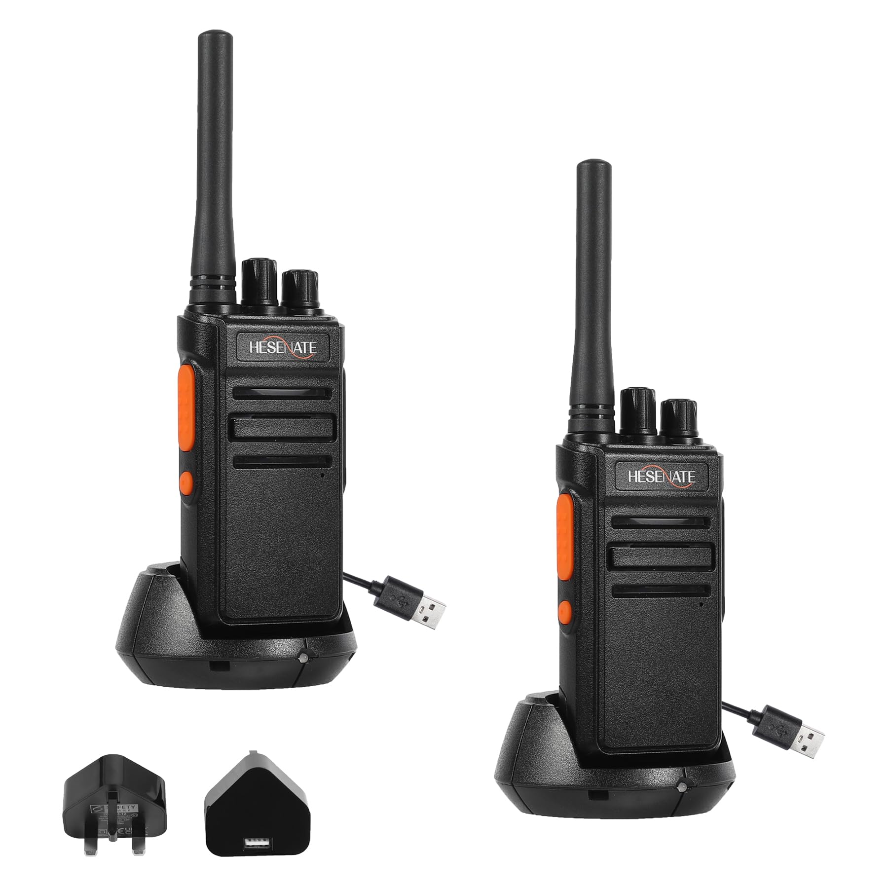 HT66 PMR446 License-Free Walkie Talkies - Long Range Two-Way Radio, USB-C Rechargeable 16 Channel VOX Hands-Free, for Business Outdoor Camping Construction (2 Pack, Black)