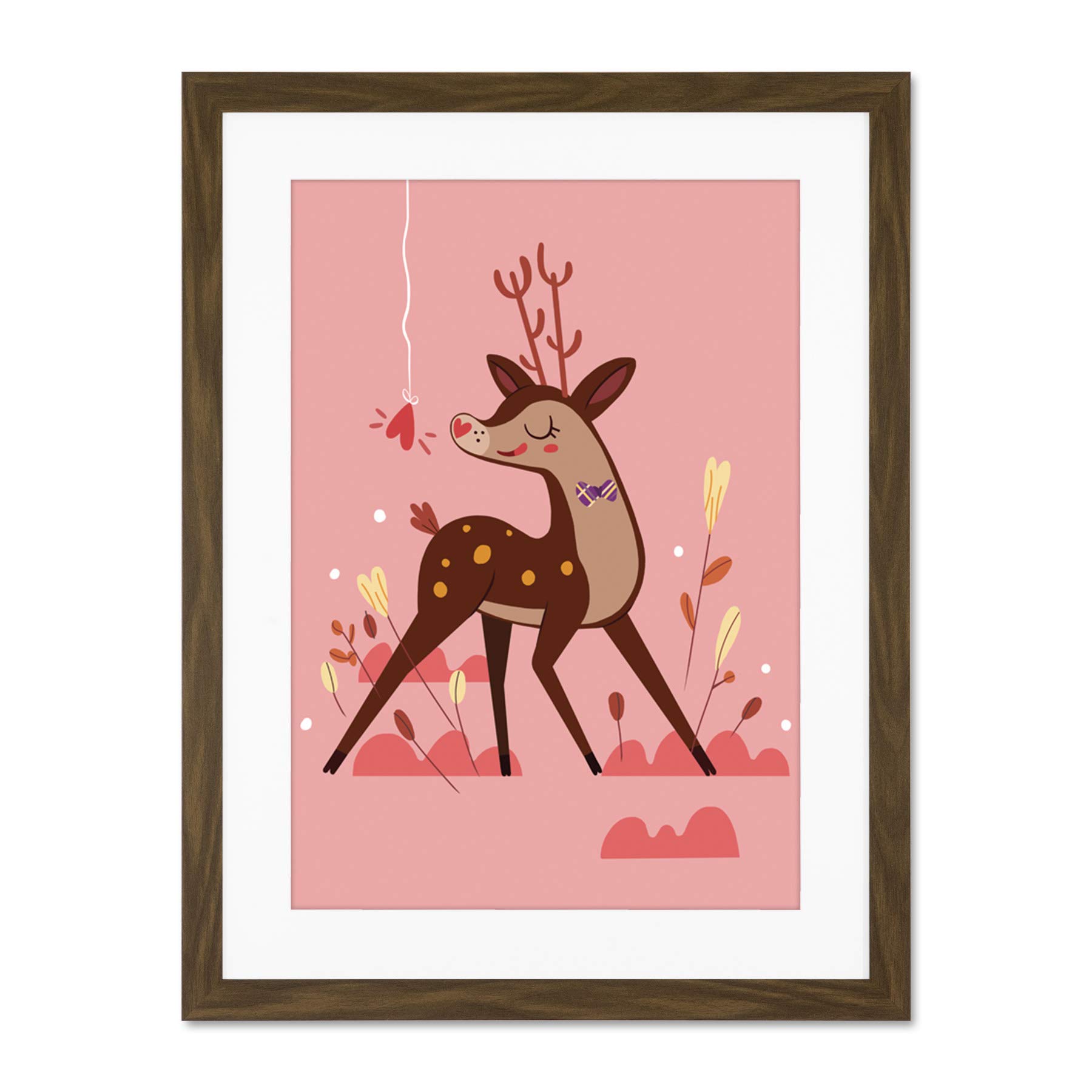 Wee Blue Coo Stag in Love Large Framed Art Print Wall Poster 18x24 inch
