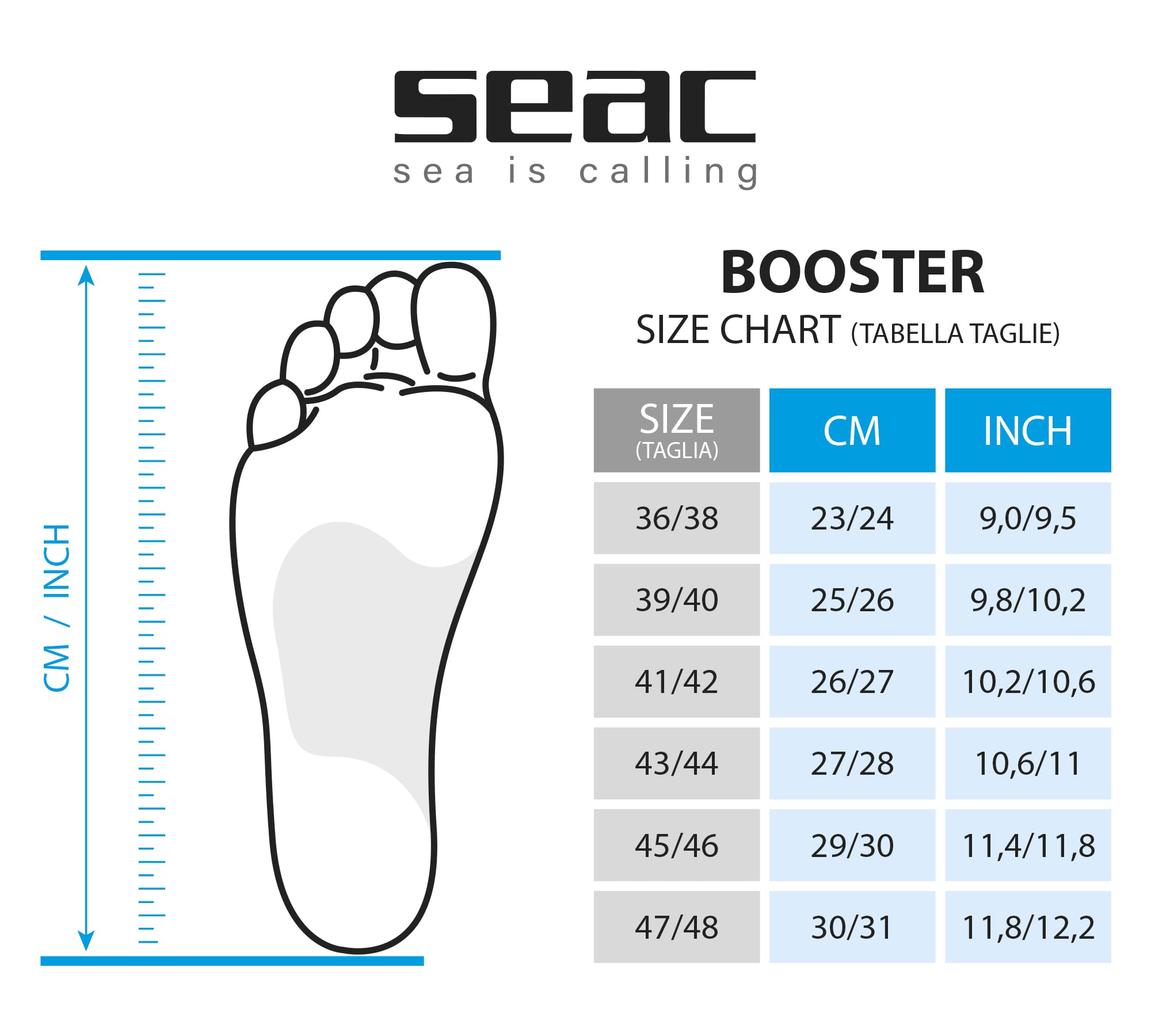 SEAC Booster Aletas largas con Cuchillas Intercambiables para Buceo Libre y Pesca submarina, Unisex Adulto