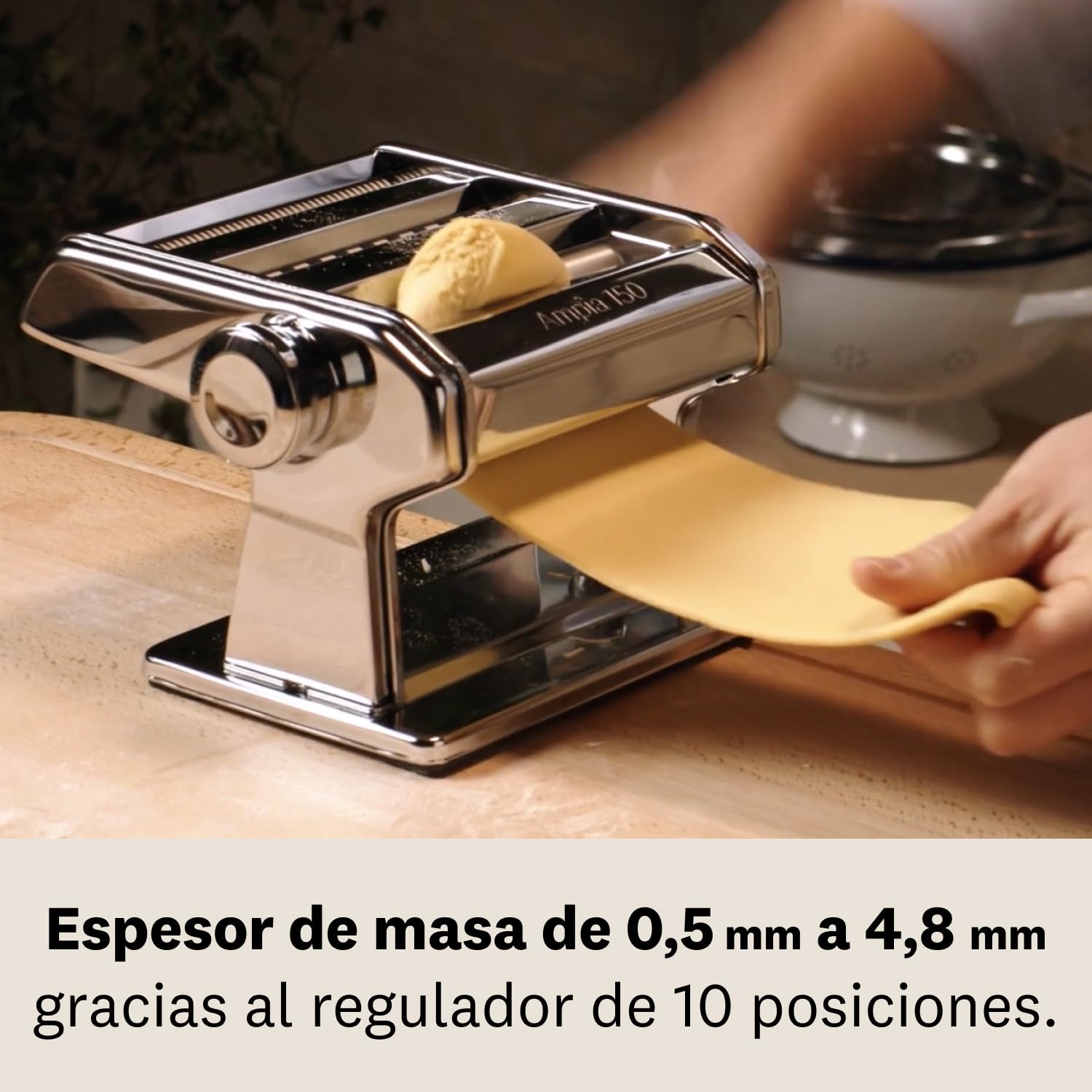 Marcato Ampia 150, Máquina para Pasta, Acero Cromado, Ancho 150 cm, 3 Accesorios Incluidos