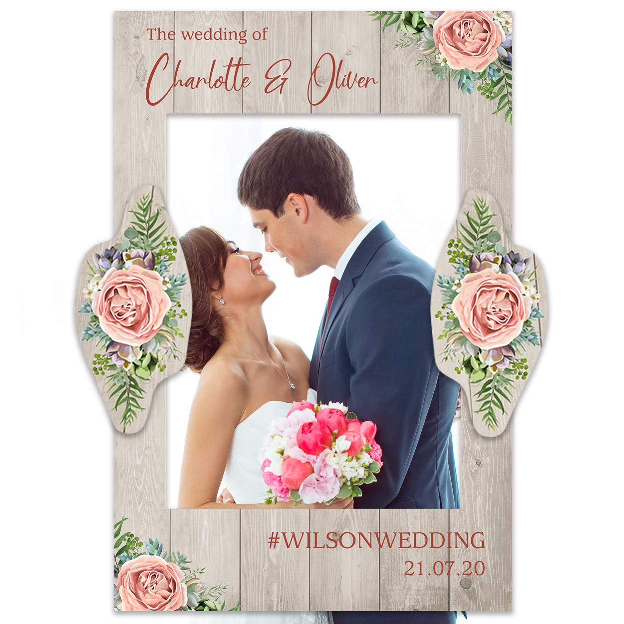 Personalised Deluxe Wedding Selfie Frame Photobooth Prop Decoration for Creating Fabulous Memories of Your Special Day - Rustic