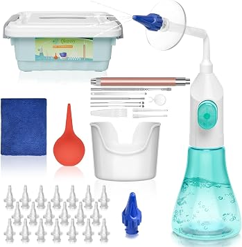 QISXROVY Ear Wax Removal Tool, Ear Cleaning Kit, Safe Ear Irrigation Flushing System for Adults & Kids, Large 50pcs accs, Green