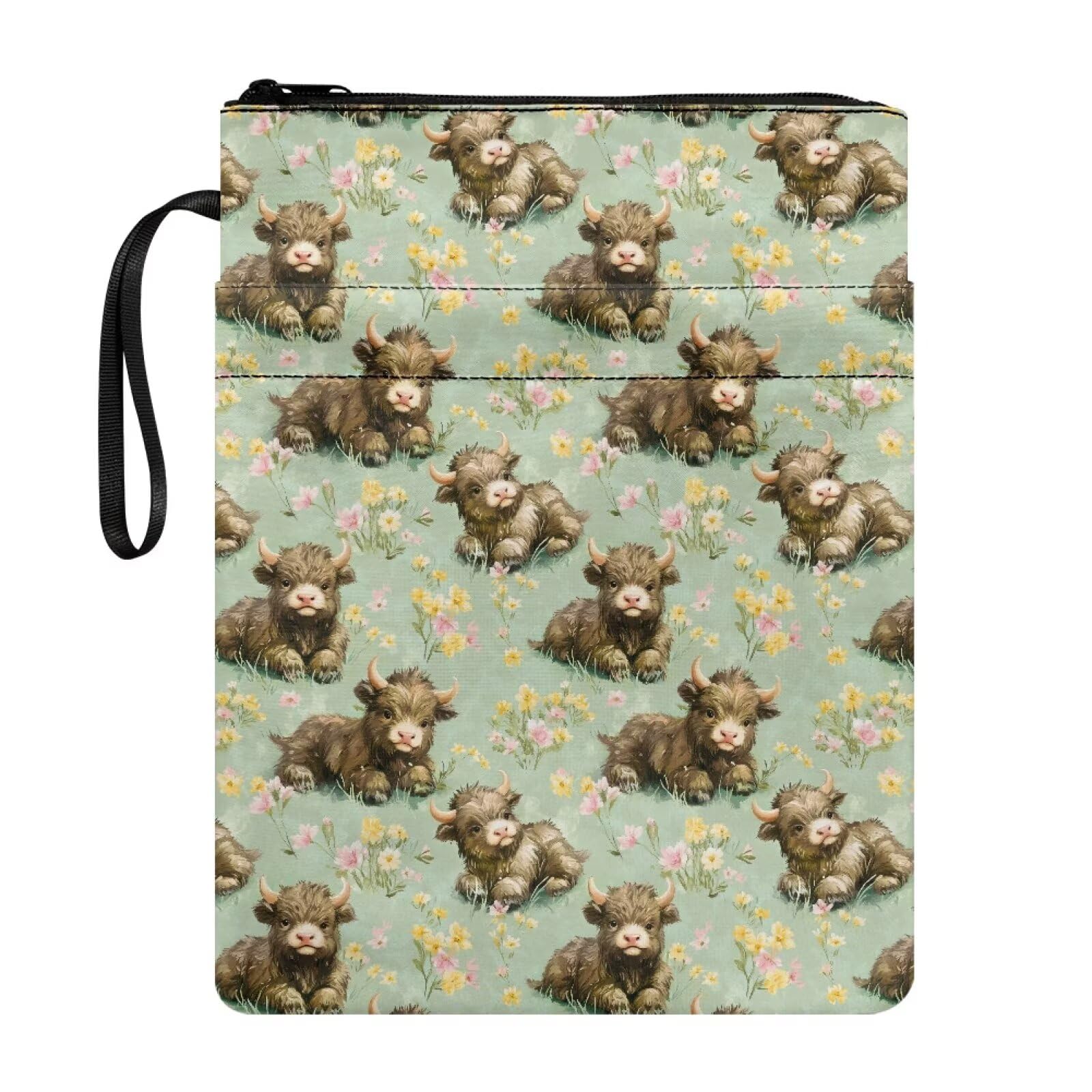 UOIMAG Cute Highland Cow Book Pouch Book Sleeve for Girls Womens Paperbacks Notebook Case Covers — image 1