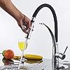 THEEIERCE Kitchen Tap, 360° Swivel Kitchen Mixer Taps with Black Silicone Hose Chrome Finish, Kitchen Mixer Faucet 2 Modes Extractable Handheld Shower Pull Out Down Sprayer, Cold Hot Water Faucets