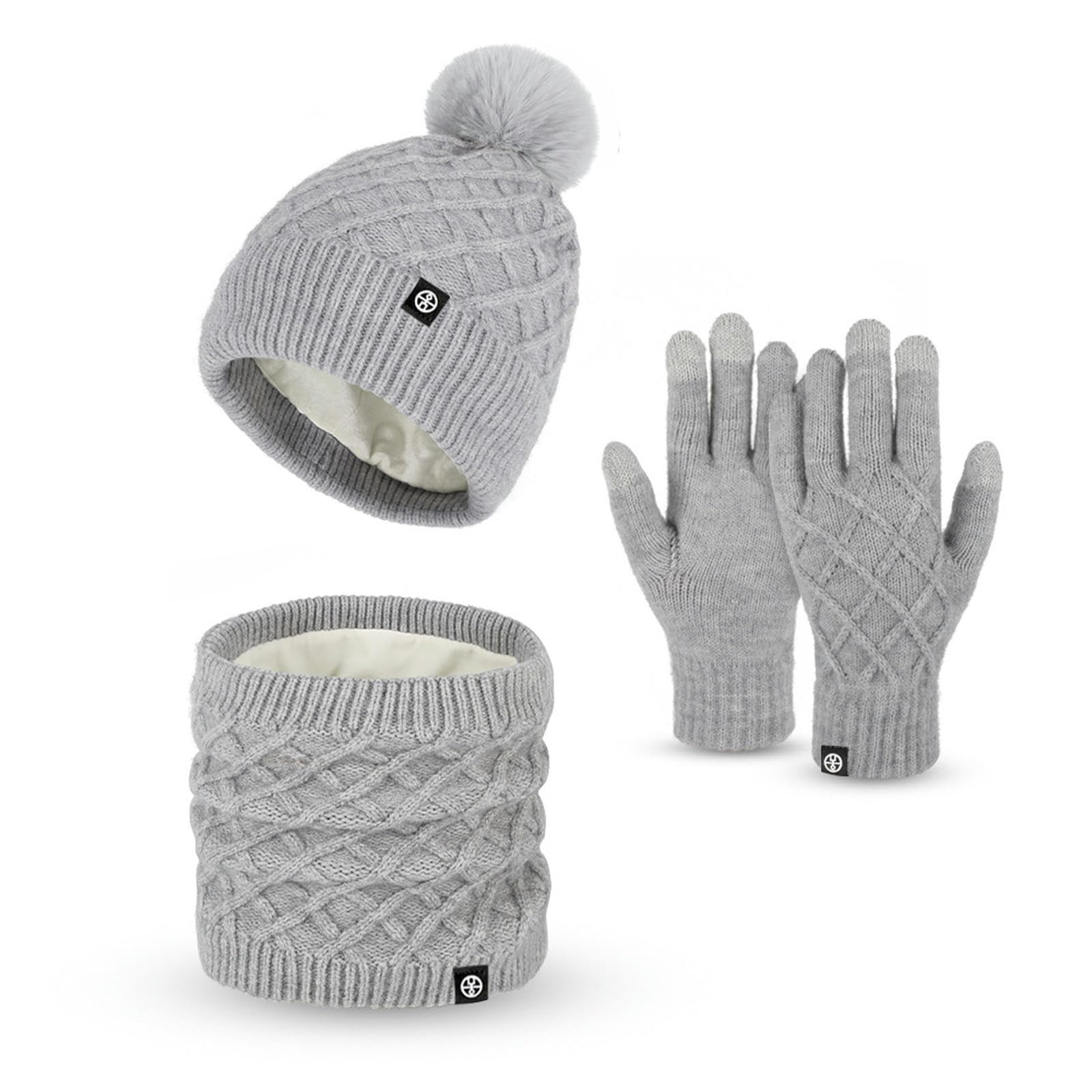 Czapka damska zimowa czapka beanie pluszowa podszewka ciepła czapka gruba luźna śnieżna dzianinowa czapka krzyżowa - czarna