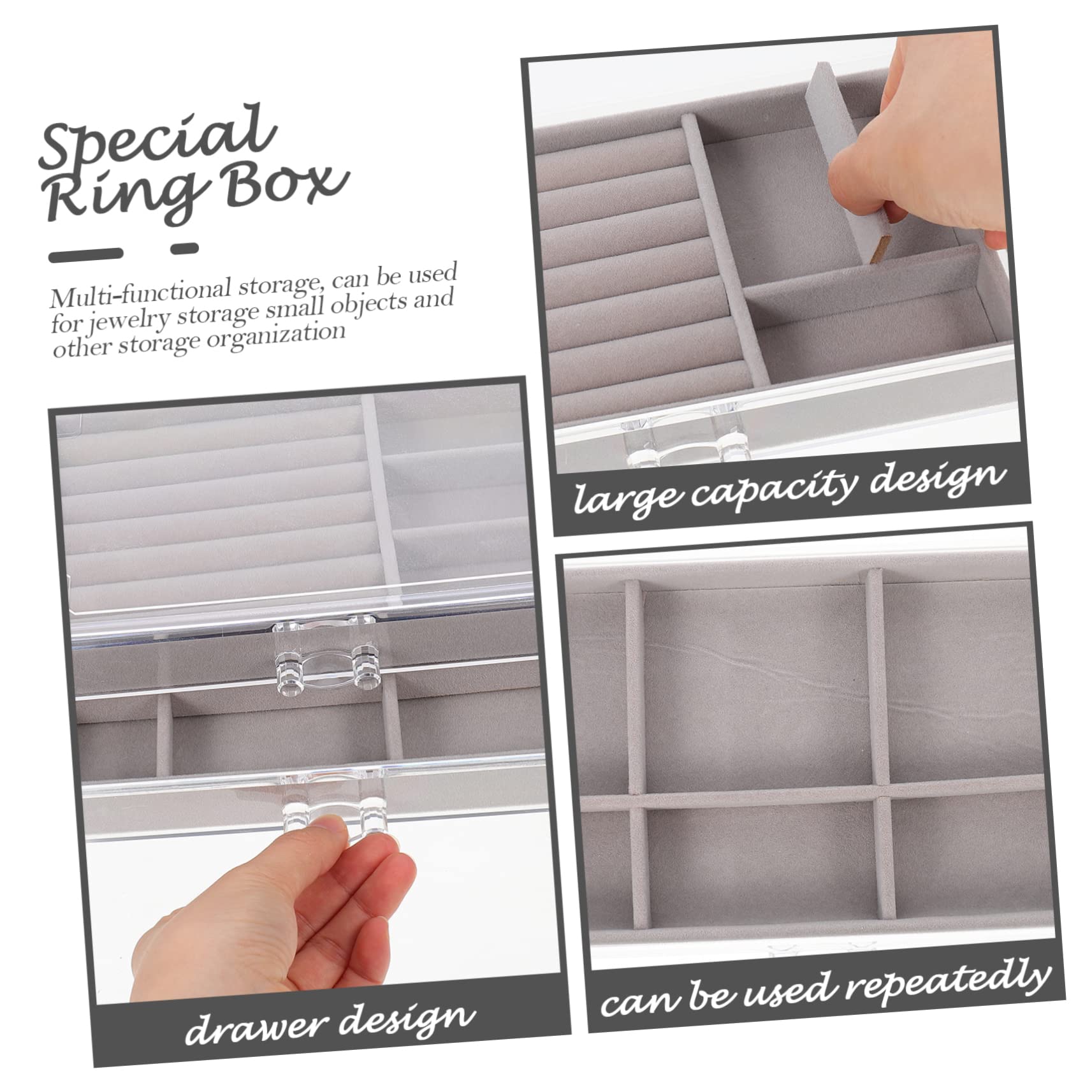 BESPORTBLE Scatola Organizer per Accessori 3 Scomparti in Plastica e Pelucchi, Salvaspazio Multifunzionale per Scrivania e Armadio, per Piccoli Oggetti