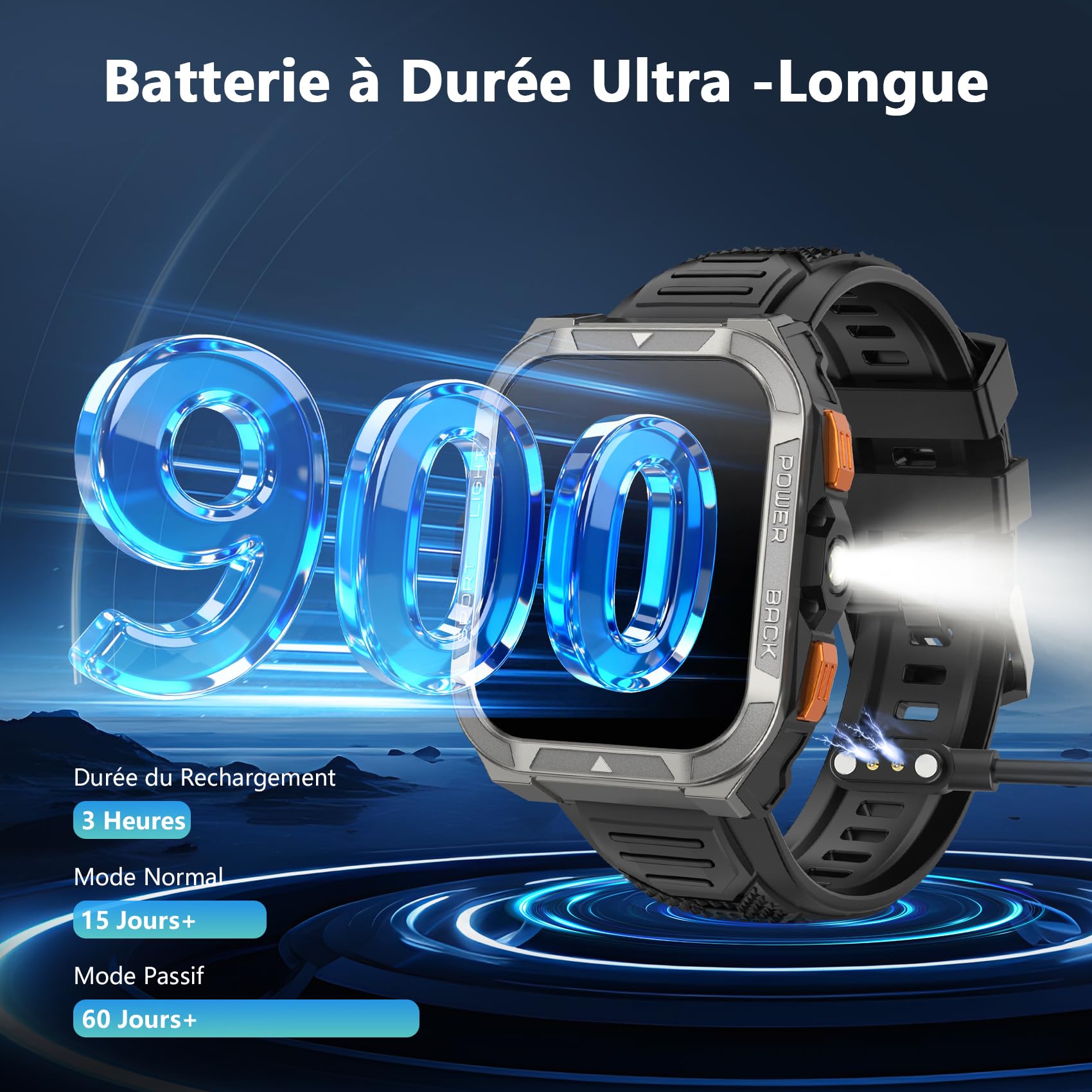 Blackview Montre Connectée Homme avec GPS Intégré, Montre Connectée Appel Bluetoot 900 mAh Batterie, Montre Sport avec Podometre,110+ Sportifs,Suivi Santé et Sommeil, Smart Watch pour Android iOS