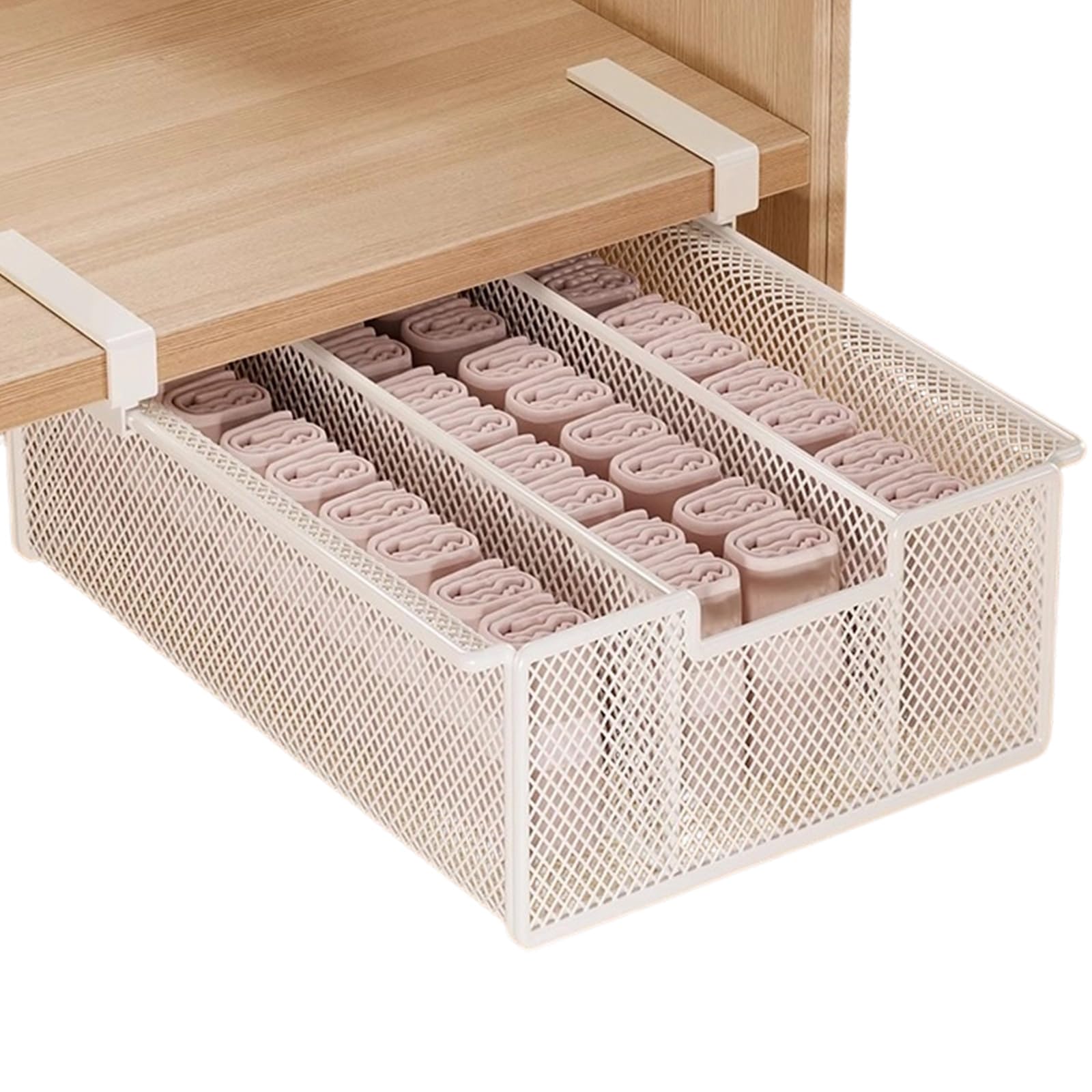 Kalttoy Iron Closet Organizers Drawer Under Shelf Storage Basket for Wardrobe Storage Space Saving and Easy Installation Closet Baskets for Shelves