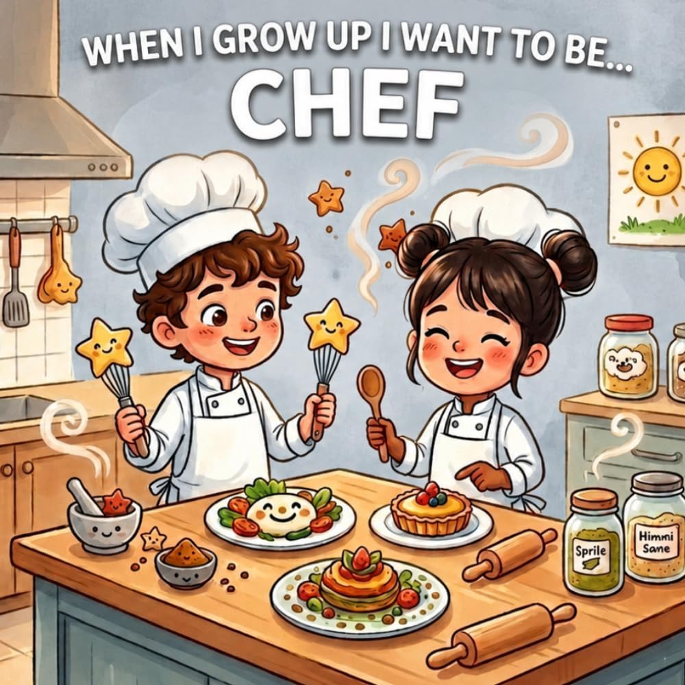 When I Grow Up, I Want to Be... Chef: Children’s book about becoming a chef, vocation, teamwork, and a love for cooking.