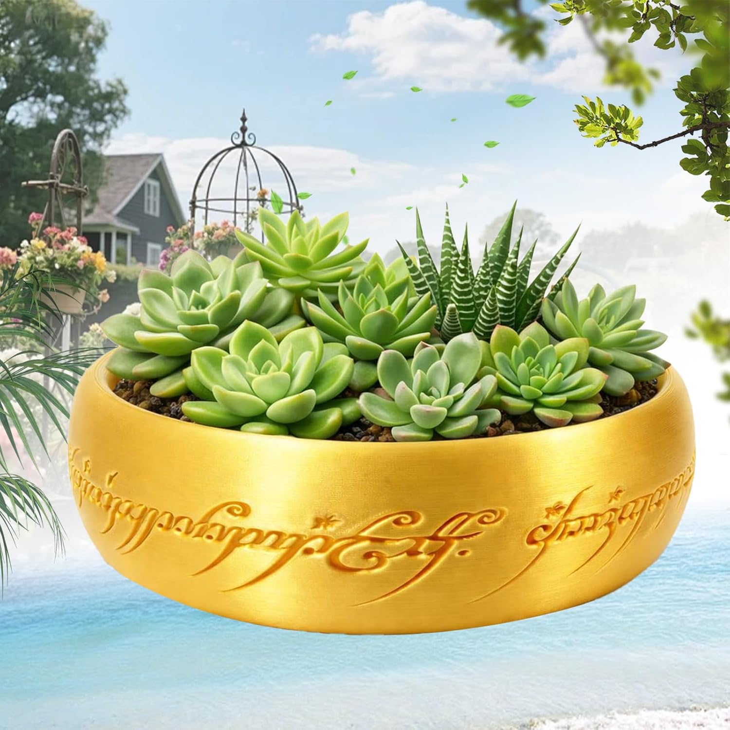 One Ring Succulent Planter Decor, 7.5In One Ring Cacti & Bonsai Planter & Catchall, Unique Ring Jar - Gift for The Ring Fans, Inspired by for Ring Fans
