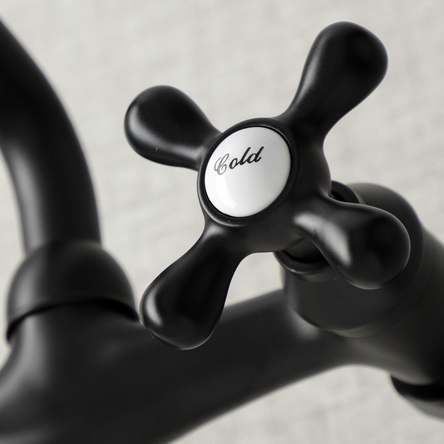 Kingston Brass KS213MB Kingston Two Handle Wall Mount Kitchen Faucet, Matte Black