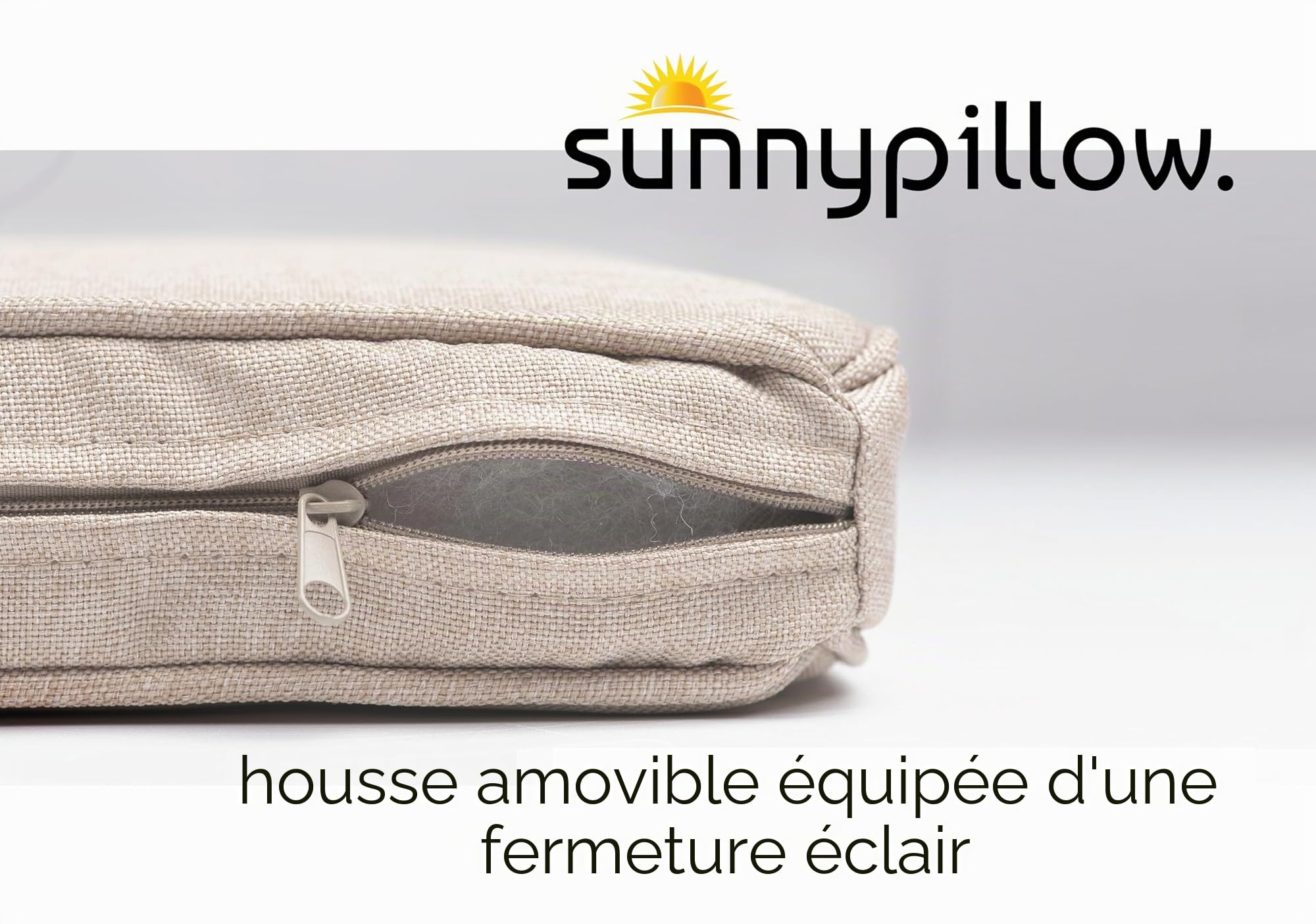 sunnypillow - Lot de 4 Coussins de Chaise - imperméables résistants aux UV - 50 x 50 x 5 cm - Coussin d'assise pour bancs - Coussin de siège pour la Maison et Le Jardin - Intérieur/Extérieur - Ecru