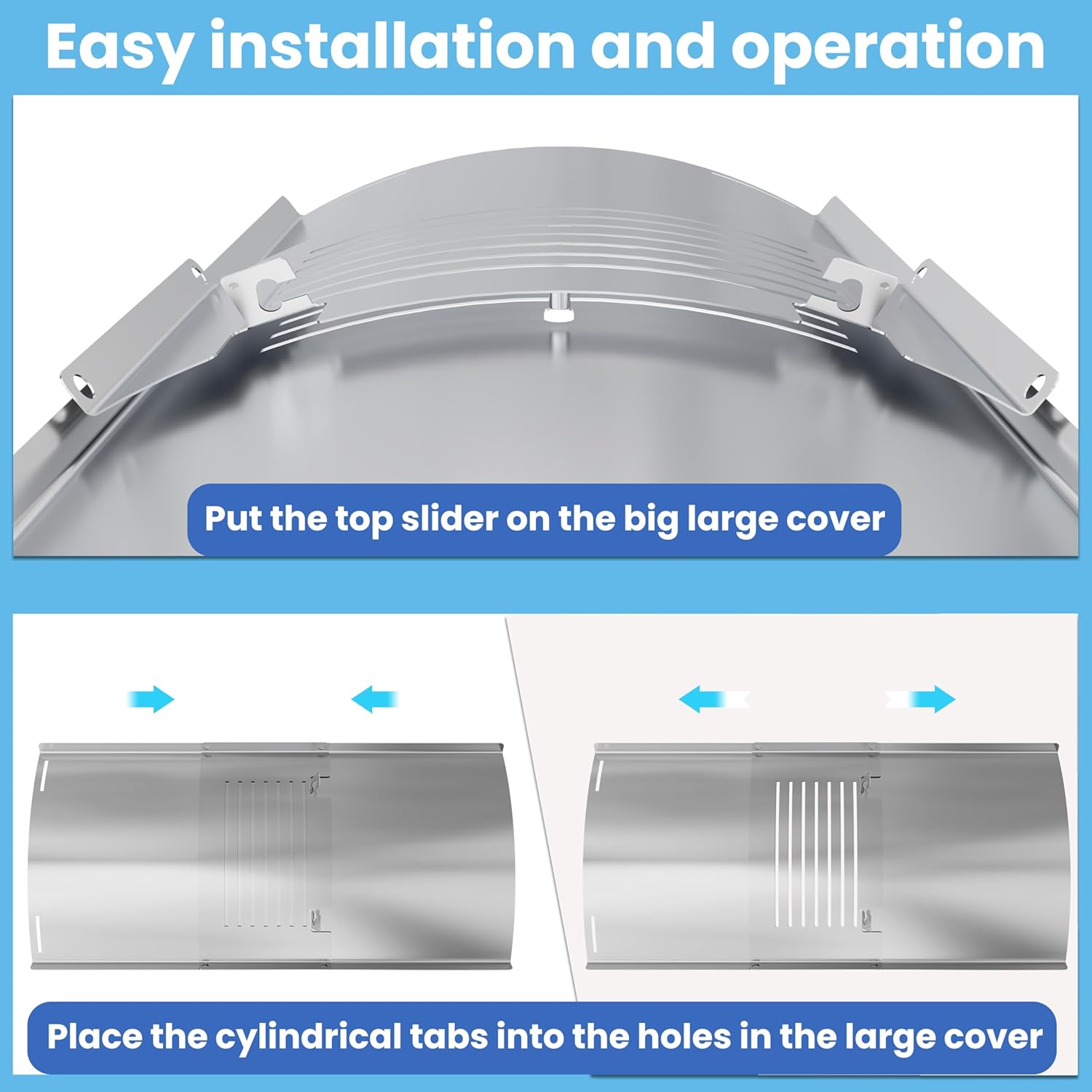 Flame Broiler Slide Cover and Bottom Kit for Pit Boss Pellet Grills, Dual Hook Heat Deflector Parts for PB820 PB850 Series, PB820D3 PB820ME Sportsman 820 PB850PS2 PB850G Navigator 850