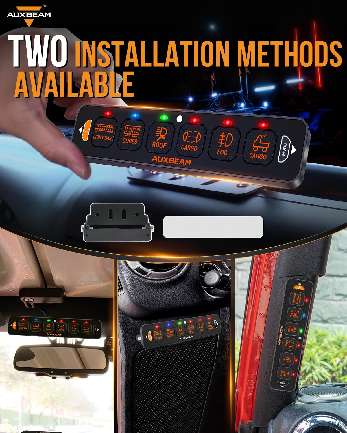 Auxbeam 6 Gang Slim Switch Panel RGB AS-R60 Automatic Dimmable