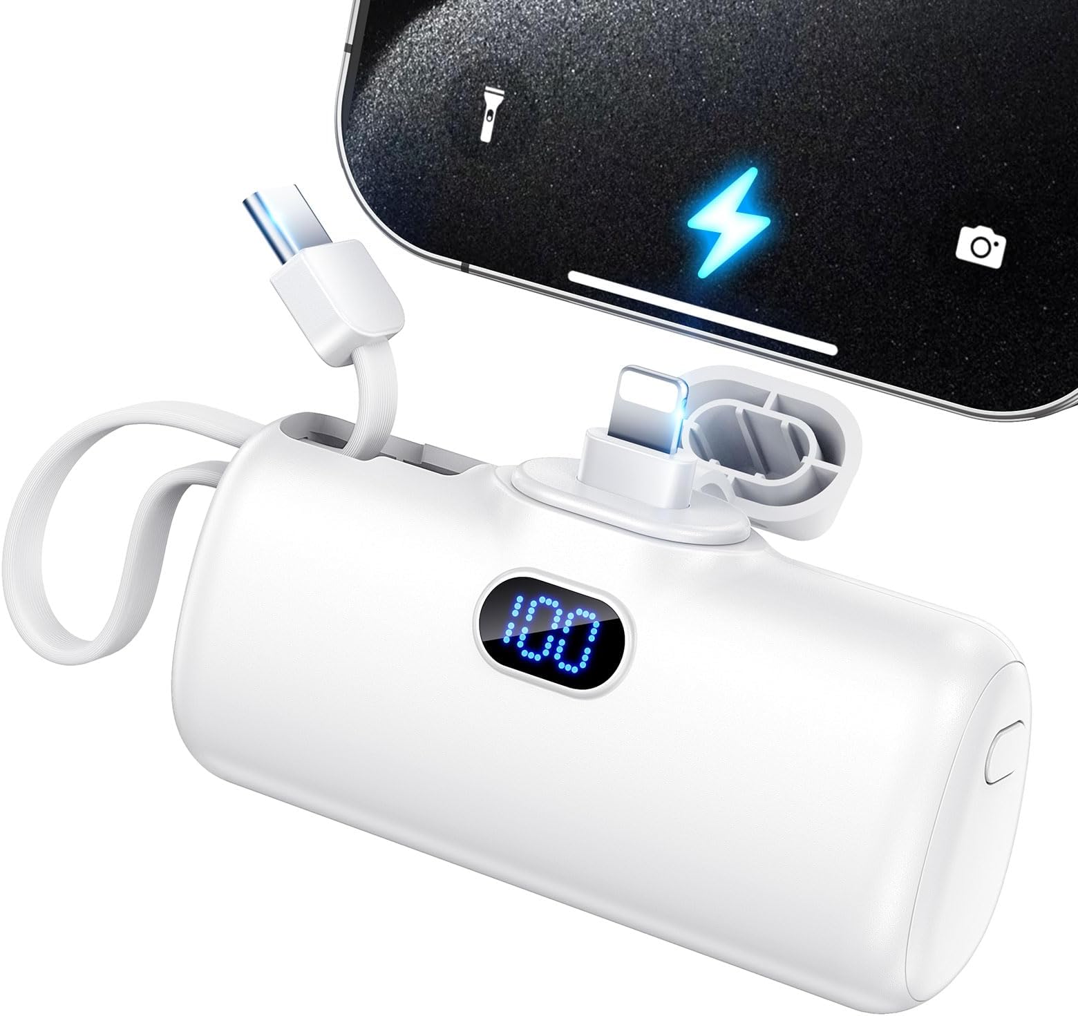 Sponsored Ad - 5000mAh Power Bank Mini Portable Charger with Lightning and USB-C Ports LCD Display Battery Pack Compatible with iPhone and Android Smartphone