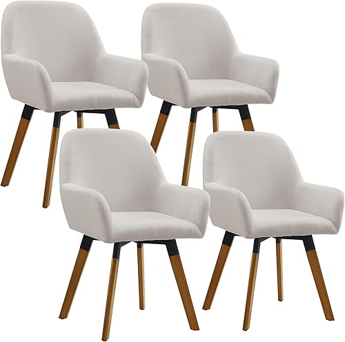 Miniatura 9 de Art Leon Juego de 2 sillas de comedor giratorias sillas modernas de mediados de siglo sillas tapizadas de tela de lino para cocina comedor silla