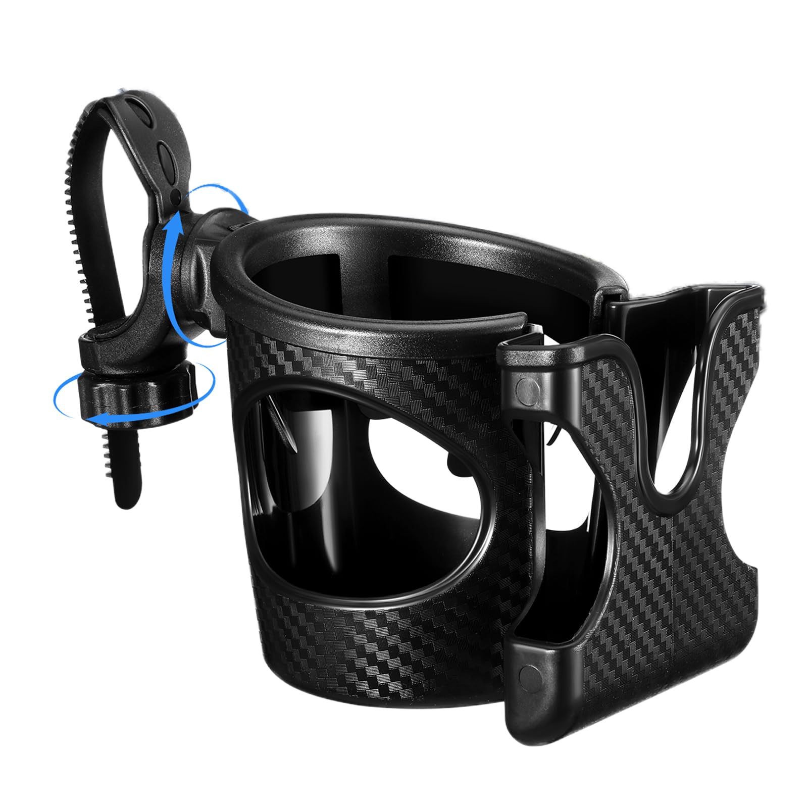 Wonderjune 1 Piece Cart Cup Holder with Phone Holder 2 in 1 Adjustable Cart Accessories for Front and Rear Seat Armrest (Black)