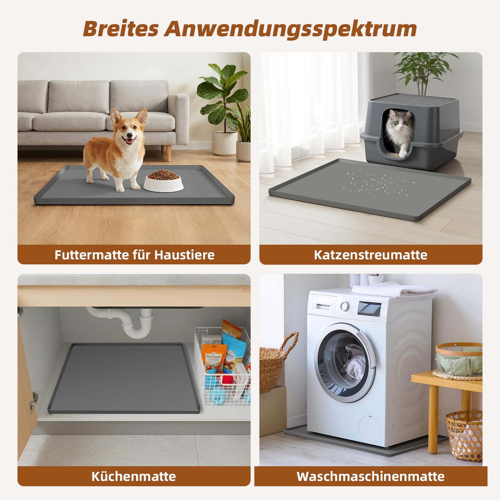 Mittimiya PIPI Pads mata silikonowa taca dla psów, pasuje do mat PIPI dla psów o wymiarach 60 x 60 cm, podkładki treningowe z 8 zaciskami, szczelna i bez rozlania, do ochrony podłóg wewnętrznych