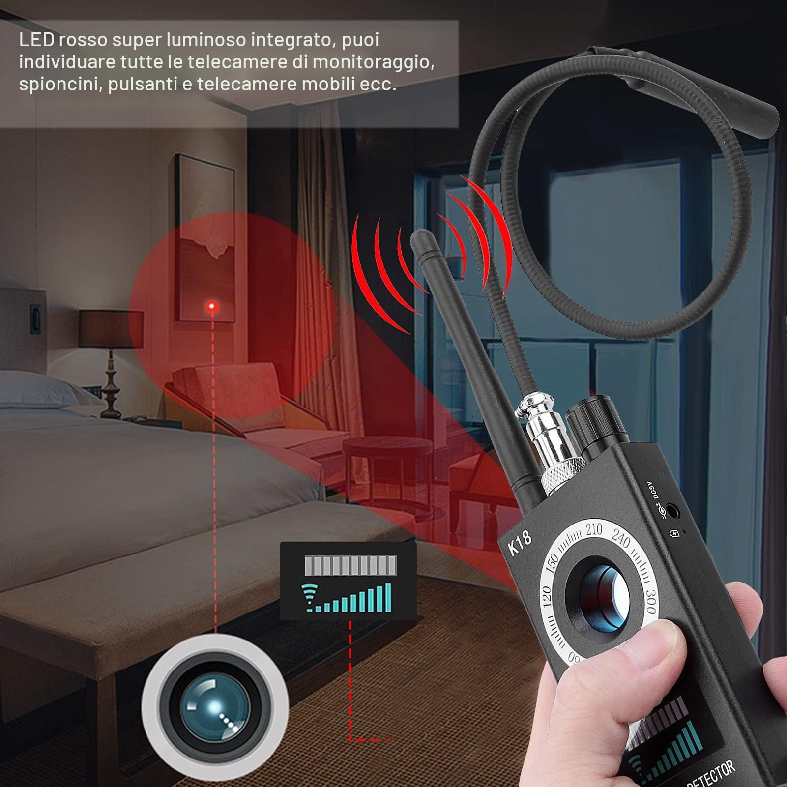 Bug Finder GPS Multifunzione Anti-spia Rivelatore Fotocamera GSM Audio Segnale Lente RF Tracker Rilevatore Magnetico
