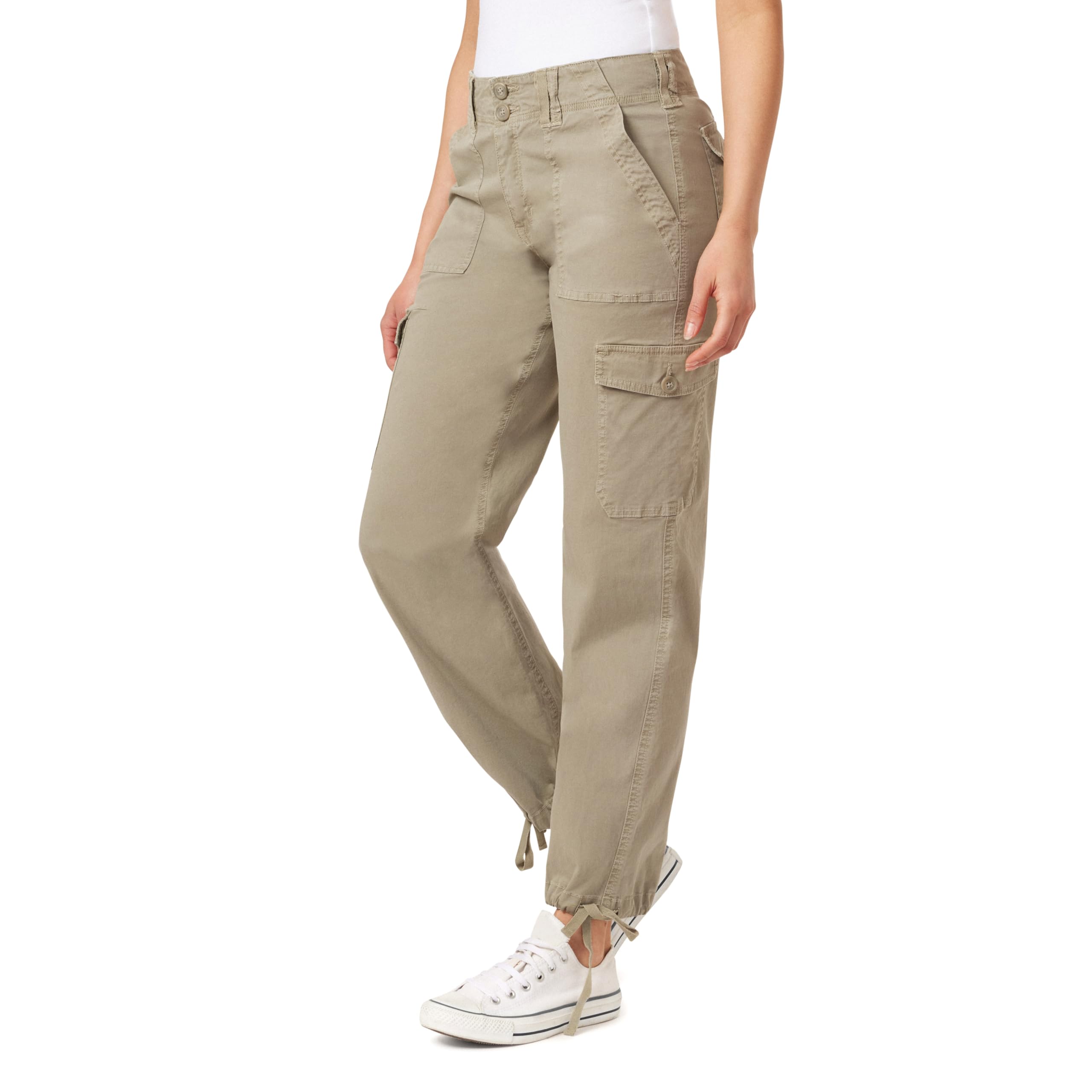 WallFlower Womens Luscious Curvy Twill Cargo Jogger Mid Rise Insta Stretch Juniors Pants