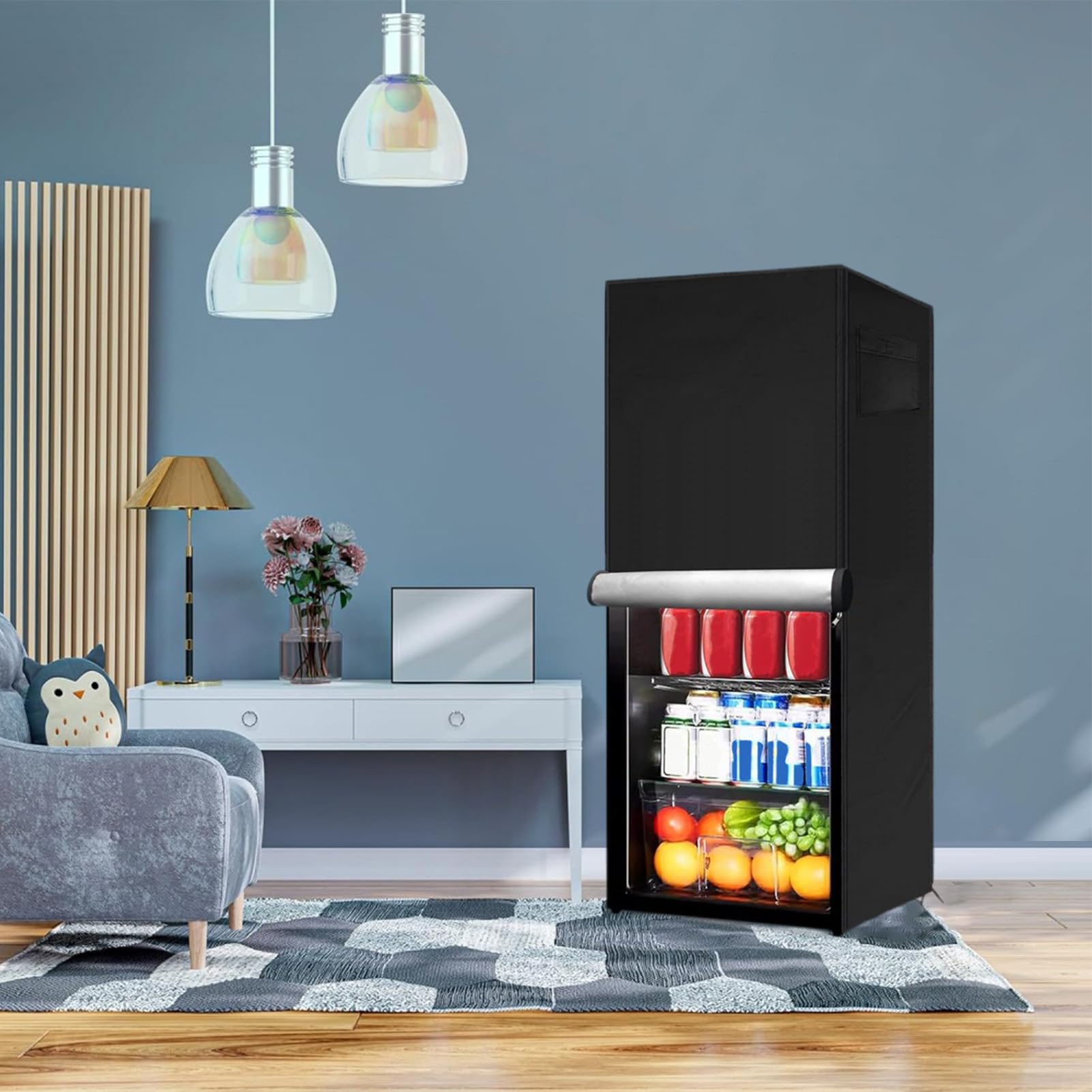 Kühlschrank-Abdeckung, wasserdicht, staubdicht, Oxford-Gewebe, Kühl- /Gefrierschrank-Schutzhülle, Getränkekühlschrank, aufrechte Gefrierschrankabdeckungen, mit verstellbaren Schnallenriemen und