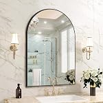 FORBATH Arched Wall Mirror, 20"x28" Bathroom Mirror Wall Mounted Modern Black Aluminum Alloy Frame Decor Dresser Mirrors for Wall Bedroom Living Room Entryway, Hanging or Leaning Against