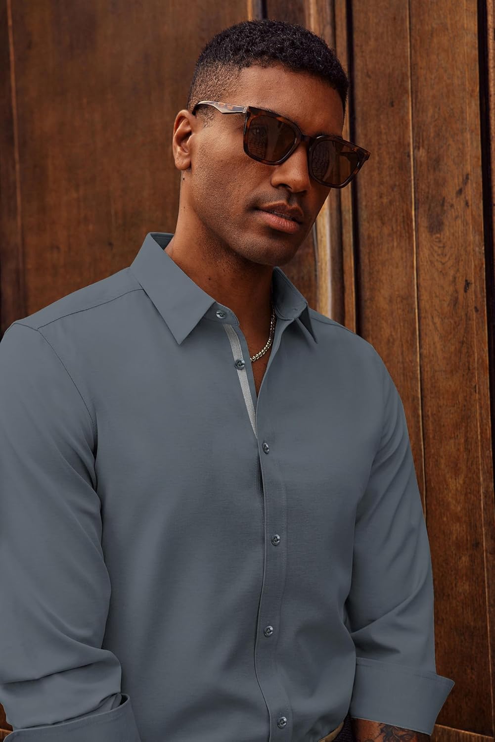 PJ PAUL JONES Mens Dress Shirts Wrinkle Free Stretch Button Down Shirt Casual Long Sleeve Business Shirts - Image 6