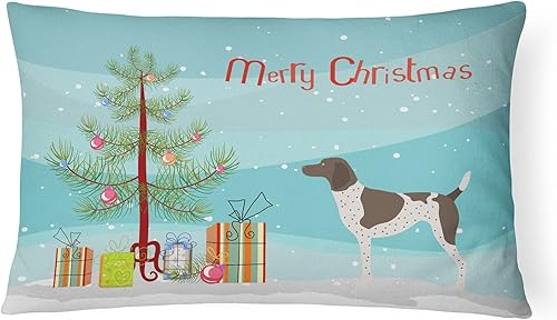 Caroline's Treasures BB8445PW1216 - Almohada decorativa de tela de lona de pelo corto alemán con puntero navideño, lavable a máquina, para