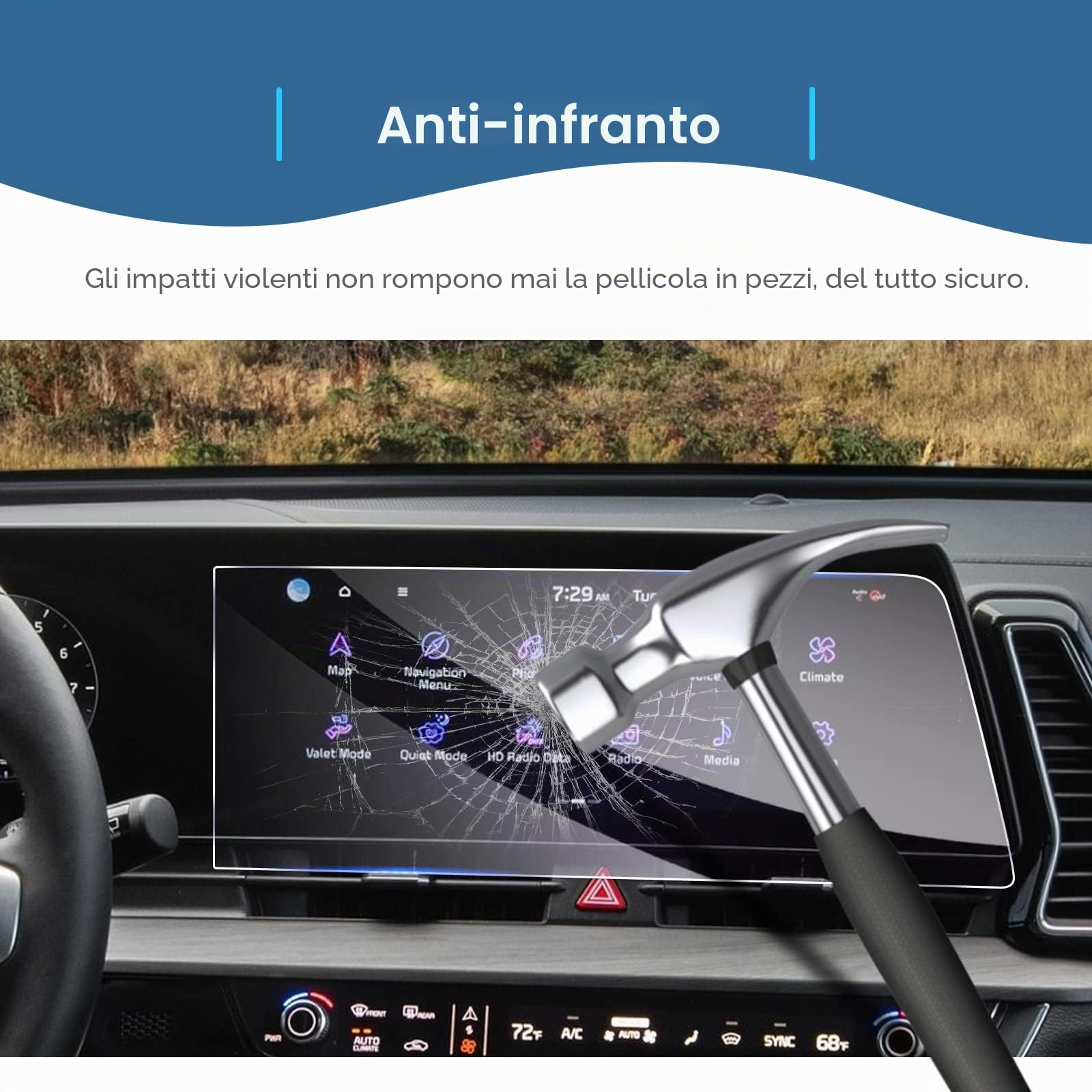 GAFAT Compatibile con Kia Sportage NQ5 2022 2023 2024 Navigation Pellicola Protettiva in Vetro Temperato per Sportage 2023 GPS Touch Screen, 9H Antigraffio