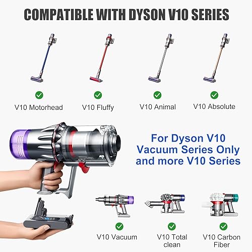 Miniatura 3 de Diseñado para Dyson V10 Batería de repuesto 12V 6000mAh, compatible con V10 Animal V10 Absolute V10 Fluffy V10 Motorhead SV12 Clean Aspiradora