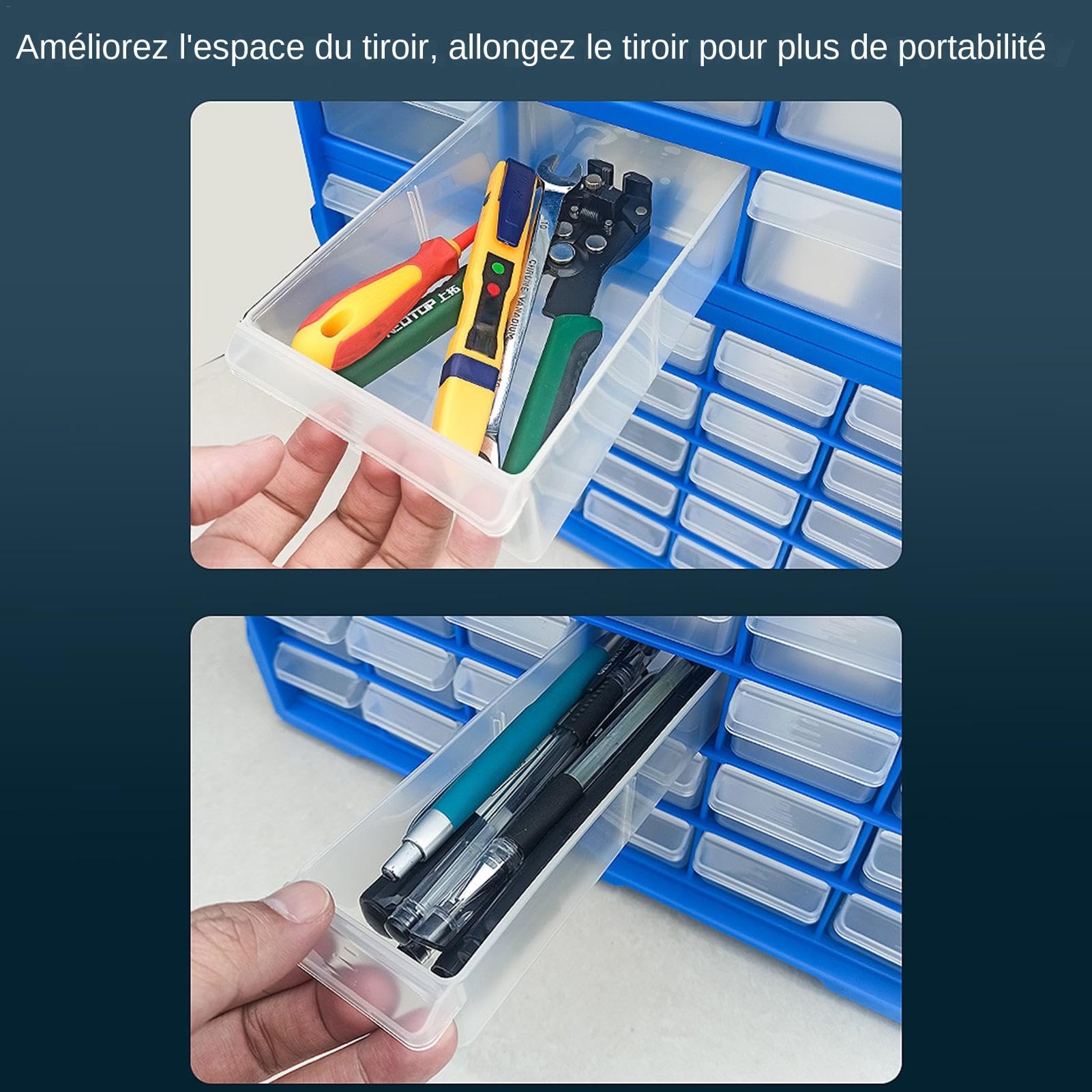 Armario de piezas de cajón, organizador de tornillos, de herramientas | para profesores de 60 rejillas, almacenamiento de cajones fácilmente apilable para artesanía de hardware para organización