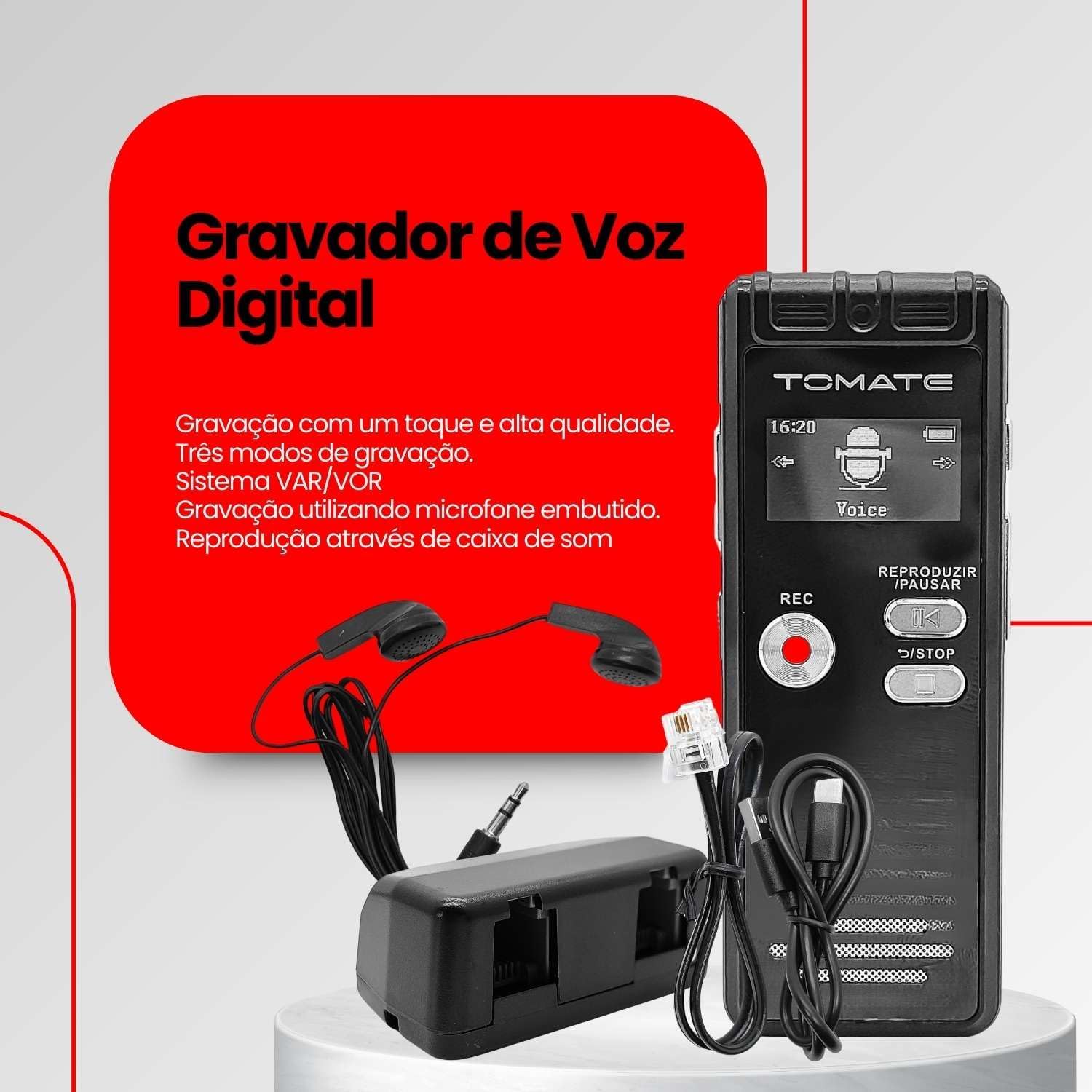 Gravador de Voz Digital Portátil 8GB Áudio Claro e Alta Sensibilidade Bateria de Longa Duração Reprodução Integrada Para Aulas, Reuniões e Entrevistas Gravador de Voz Digital Portátil 8GB Áudio Claro e Alta Sensibilidade Bateria de Longa Duração Reprodução Integrada Para Aulas, Reuniões e Entrevistas