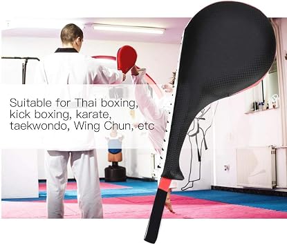 Taekwondo Kick Pads, Kickboxing Striking Target Pads for Martial Arts Training - Kicking Equipment for Karate Sparring Gear, Dojo Use, Kids Version (Black)