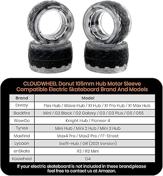 IWONDER CLOUDWHEEL Donut 105mm Hub Motor Sleeve Urban All Terrain Off Road Electric Skateboard Wheels for Hub Motor Electric Skateboards