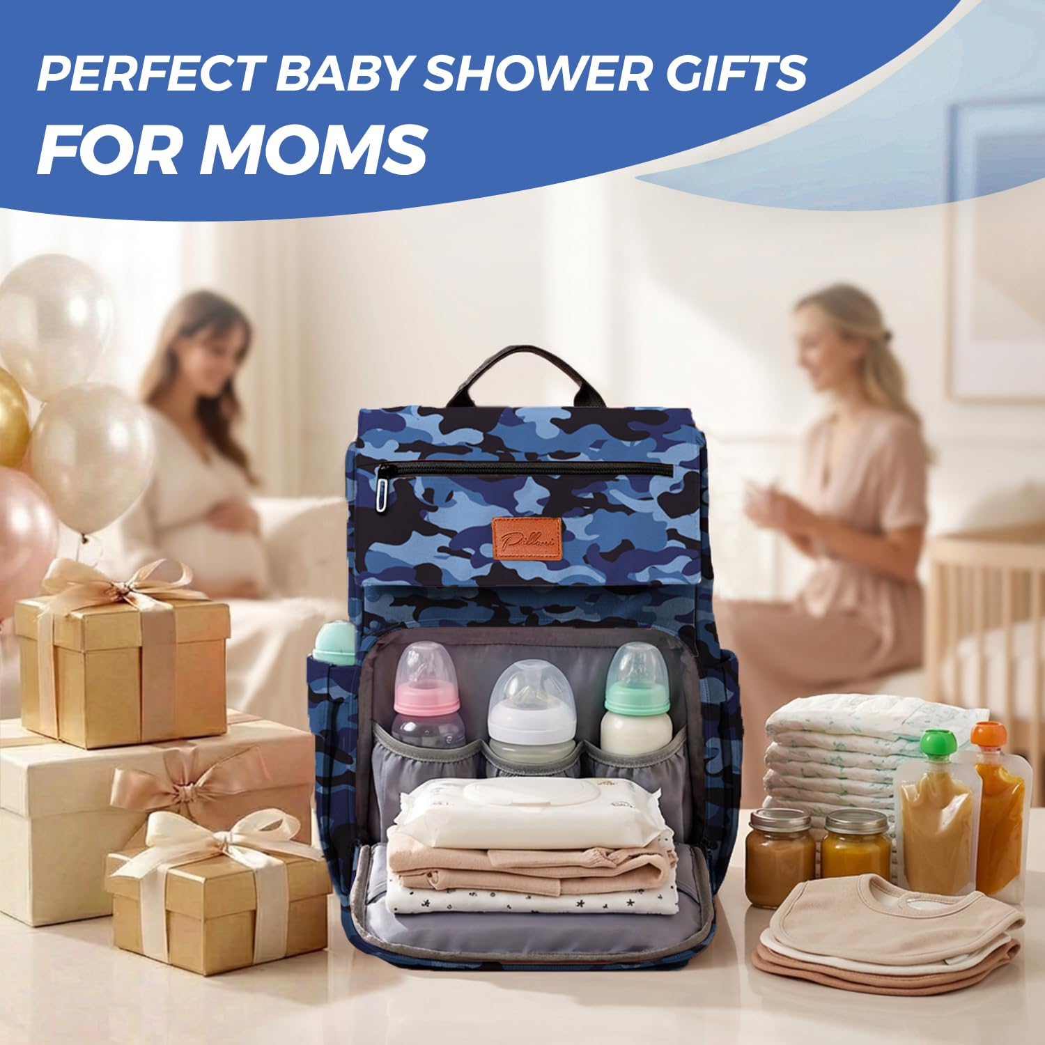 PILLANI Baby Diaper Bag Backpack - Large Bag for Boys & Girls, Waterproof Diaper Backpack - Travel Diaper Bags w/Changing Pad, Baby Registry Search & Shower Gifts - Essentials Must Haves Newborn Stuff