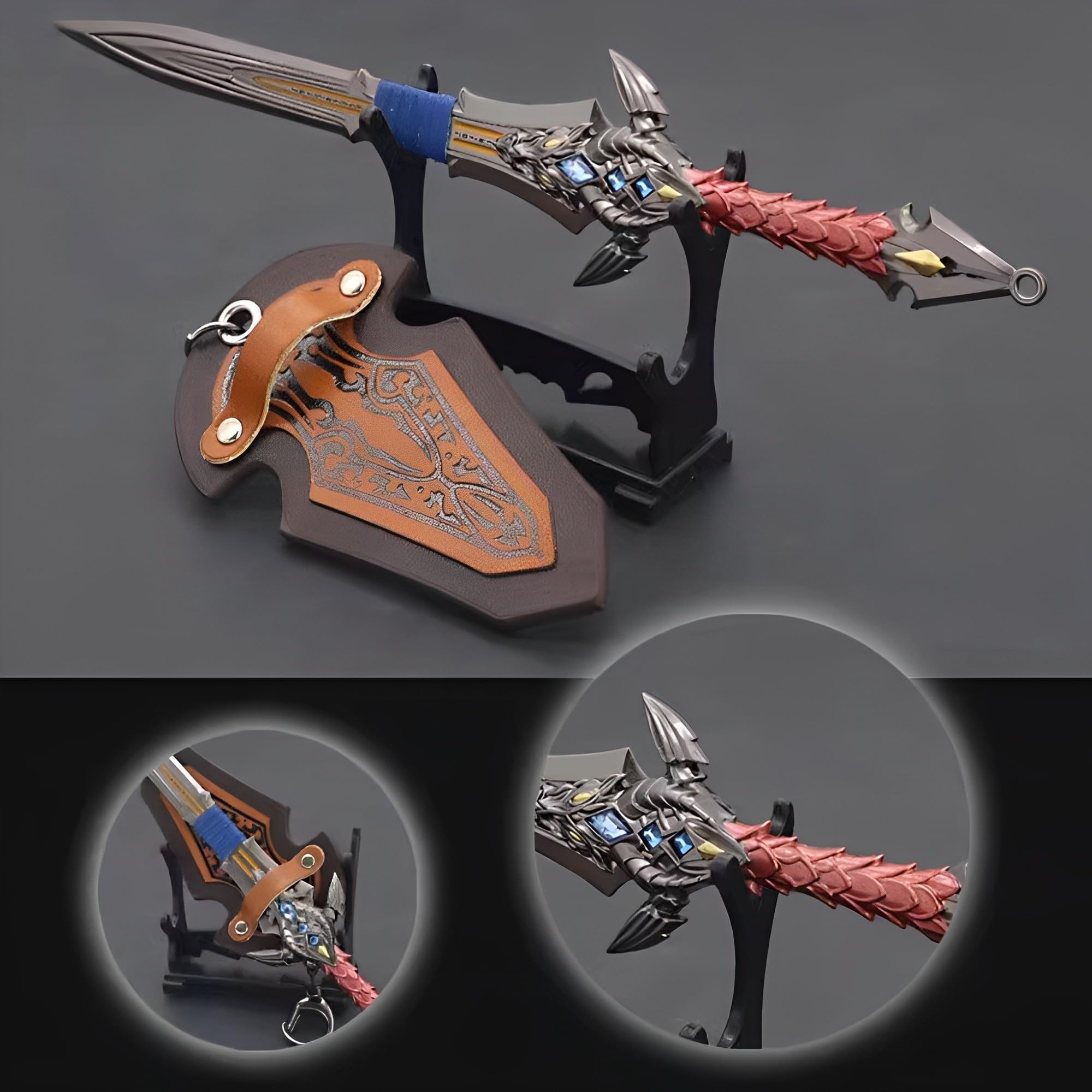 Figurine Anime, Modelli in Miniatura di Personaggi Giochi Fantasy con Supporti, Ashbringer, Frostmourne, Gorehowl