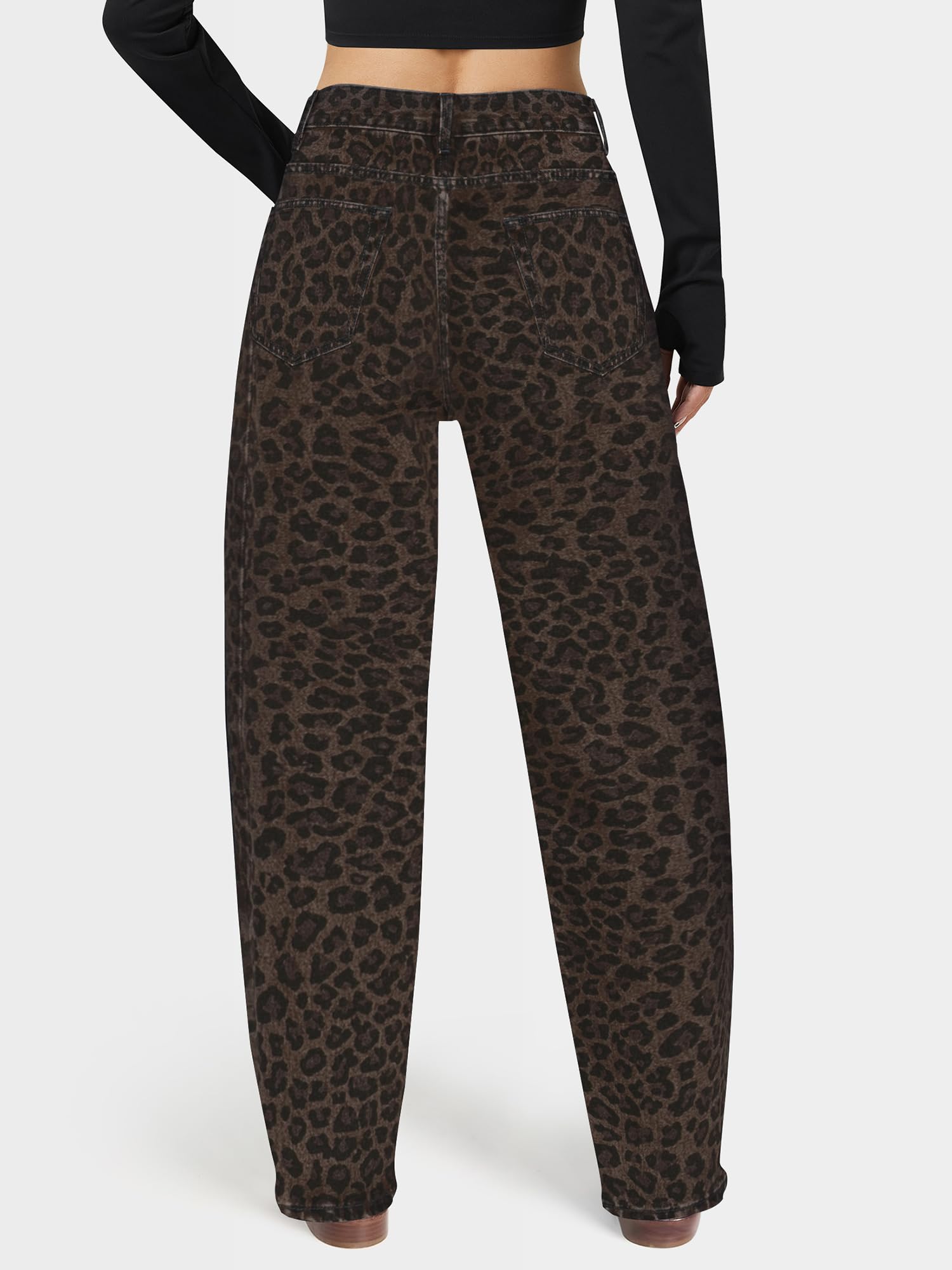 AUWUKA Barrel-Jeans für Damen, hoch taillierte Jeans mit weitem, geradem Bein im Boyfriend-Stil, leicht elastische Mom-Jeans