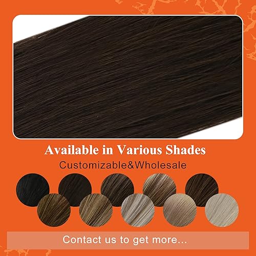 Miniatura 6 de Full Shine - Extensiones de cabello humano real con punta en I, de 22 pulgadas, color marrón oscuro, preunidas, lisas y con fusión en frío, 50