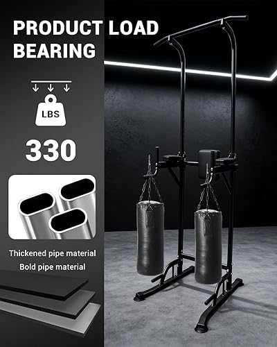 Miniatura 7 de Power Tower - Estación de barra de dominadas, altura ajustable, estación de inmersión independiente, entrenamiento de fuerza en casa, equipo de