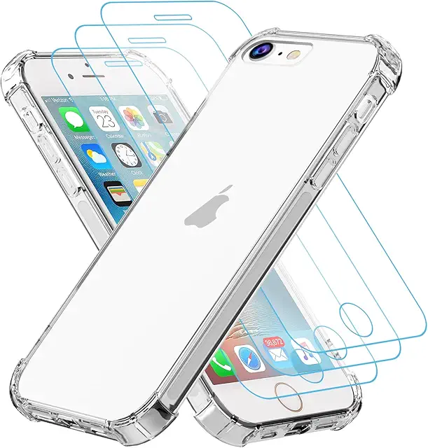 Coque iPhone 6/6S Transparente Anti-Jaunissement avec 3 Protections Écran Verre Trempé
