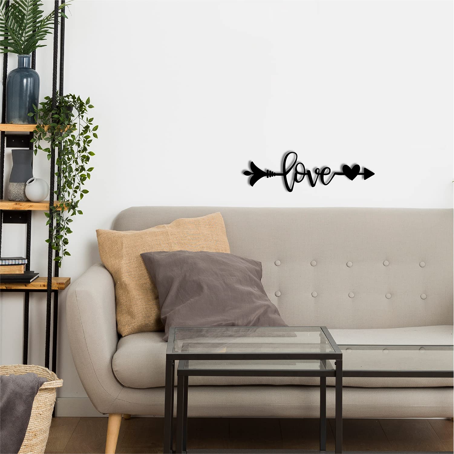 eCraftIndia Love Arrow Through Heart Black Wooden Wall Decor for Living Room Bedroom Valentine Gift for Girlfriend Boyfriend Husband Wife Her Him | Valentine Day Decoration Items