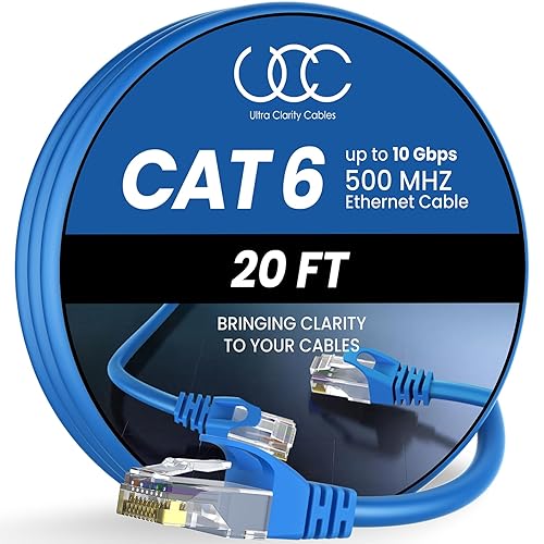 Miniatura 32 de Cable Ethernet Cat 6 de 30 pies, cable Ethernet de alta velocidad de 10 Gbps, cable de Internet para exteriores e interiores, cable Ethernet largo