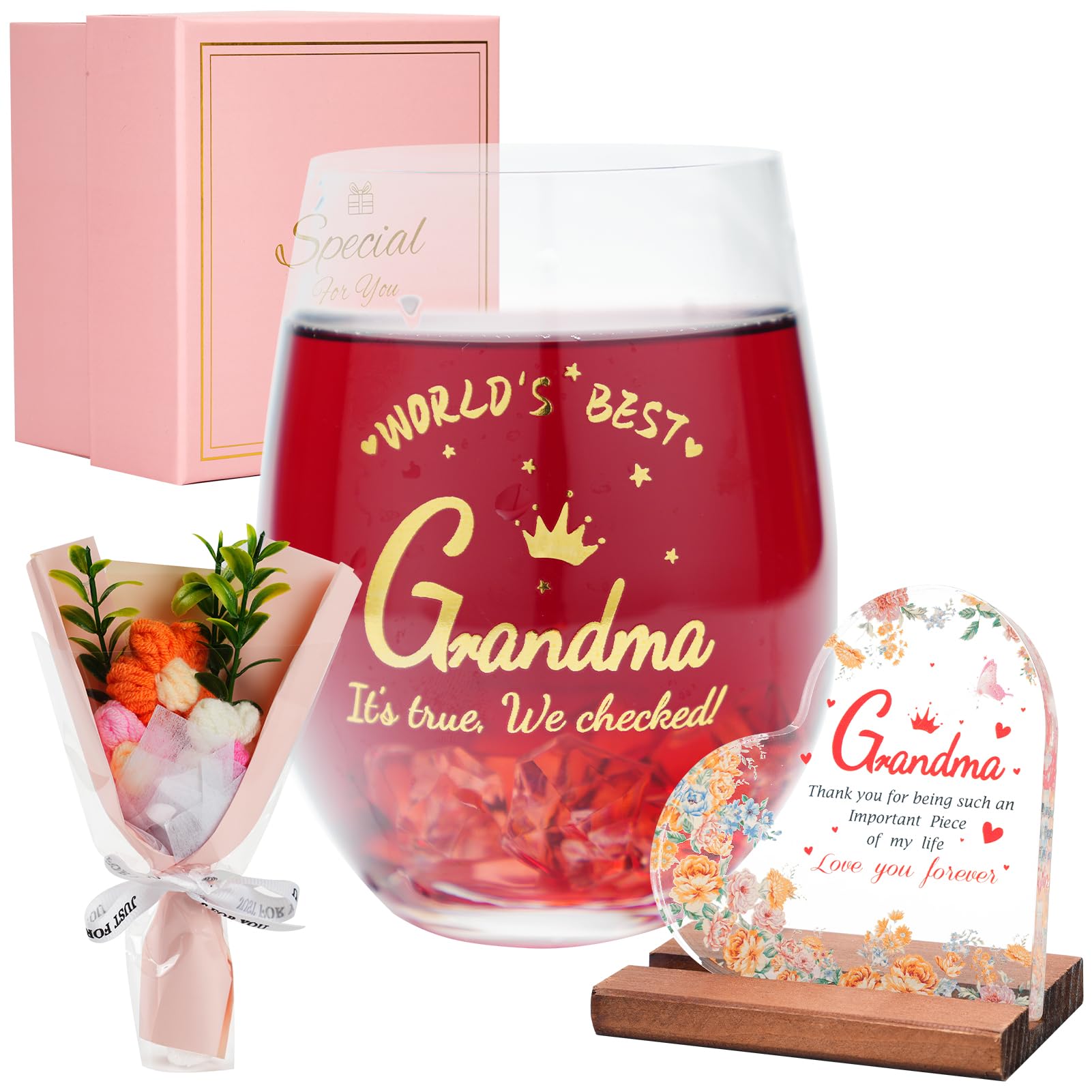 TOONGEEN Grandma Gifts, Grandma Birthday Gifts, 19oz Wine Glass for Granny