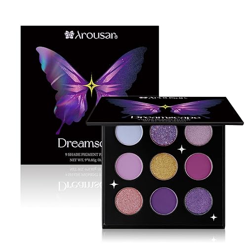 Arousar Paleta de sombra de ojos, paleta de maquillaje de ojos púrpura brillante mate brillante, paleta de polvo prensado pigmentado altamente