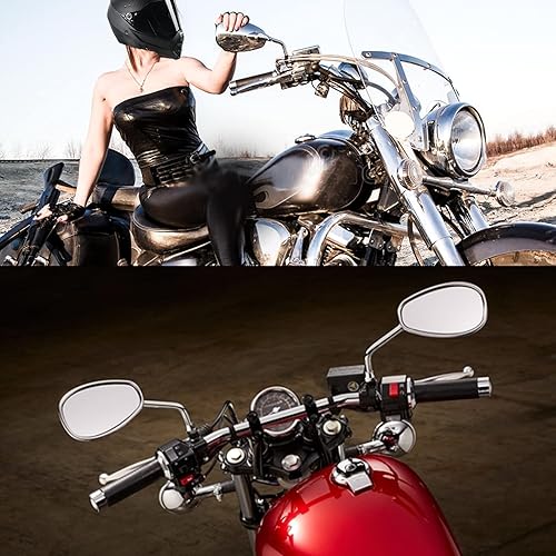 Miniatura 6 de Espejos de motocicleta, universales de 0.315 in y 0.394 in, cromados, retrovisores laterales, barra de mango, barra de extremo, espejos de